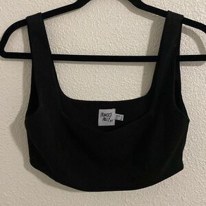 Princess Polly- square neck Black crop top- Size 2